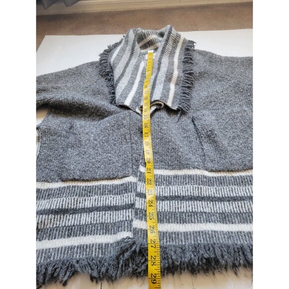 Anthropologie Saturday Sunday Gray Fringe Oversized Cardigan Size L Teacher - Picture 8 of 8